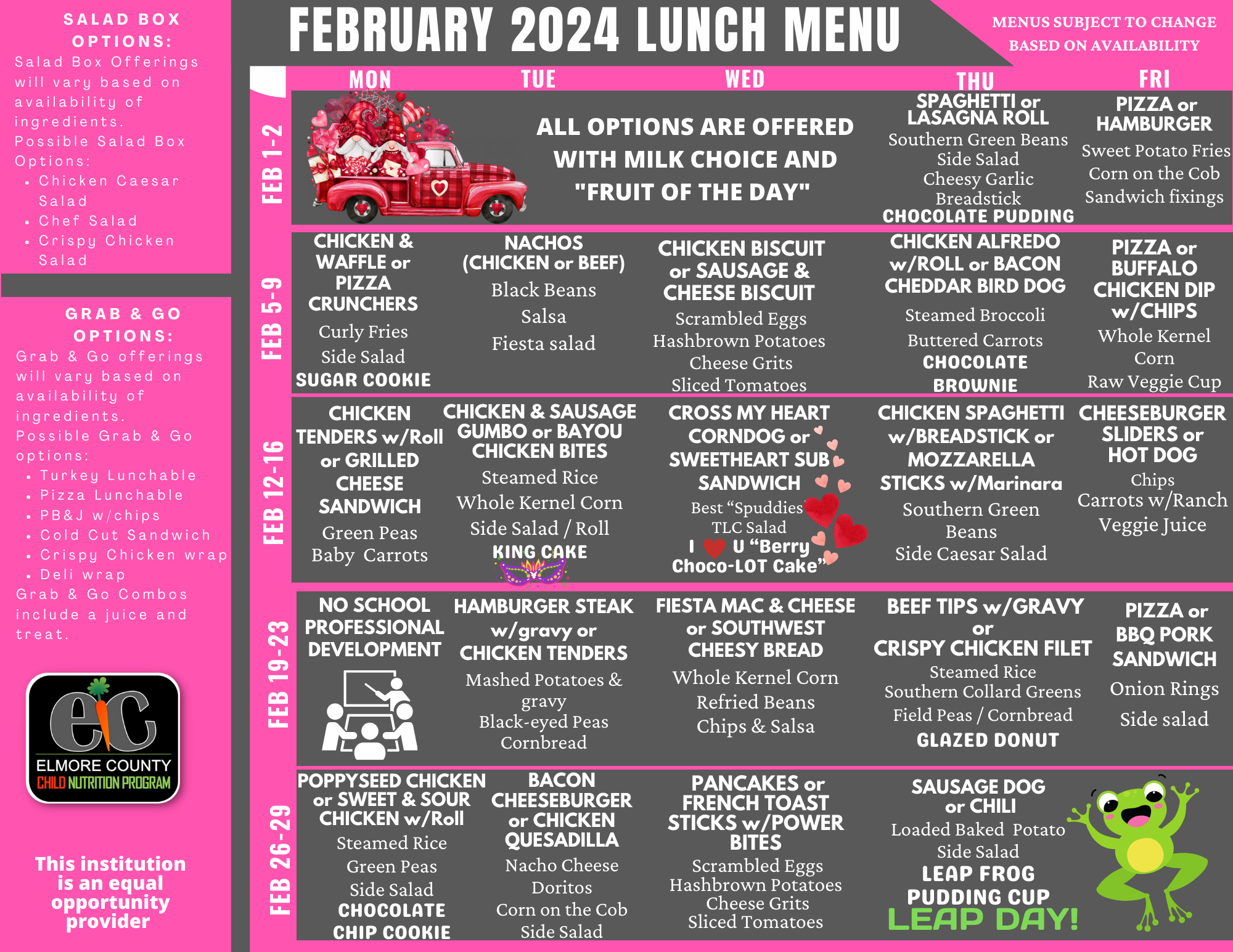 February 2024 Lunch Menu