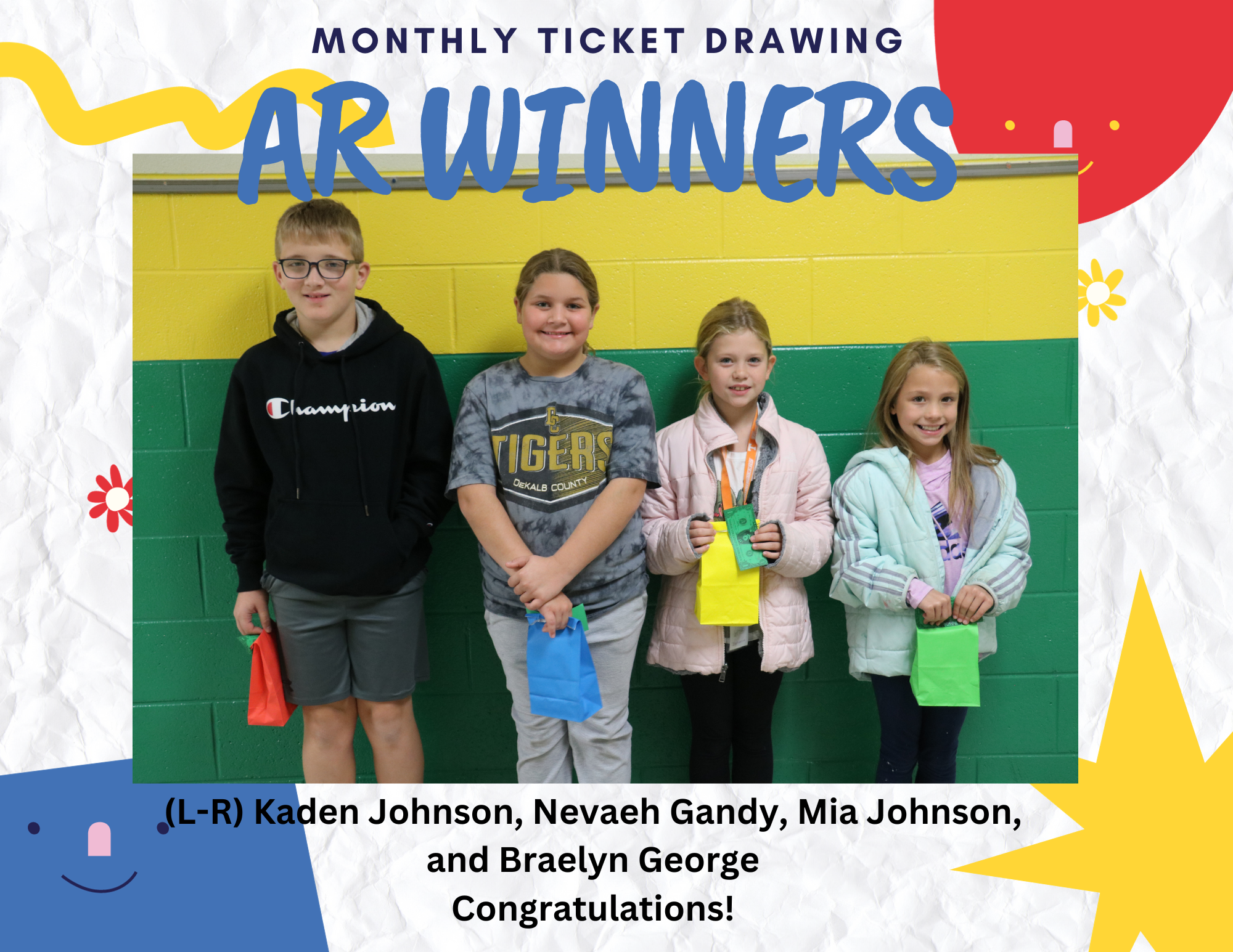 Monthly ticket drawing AR winners