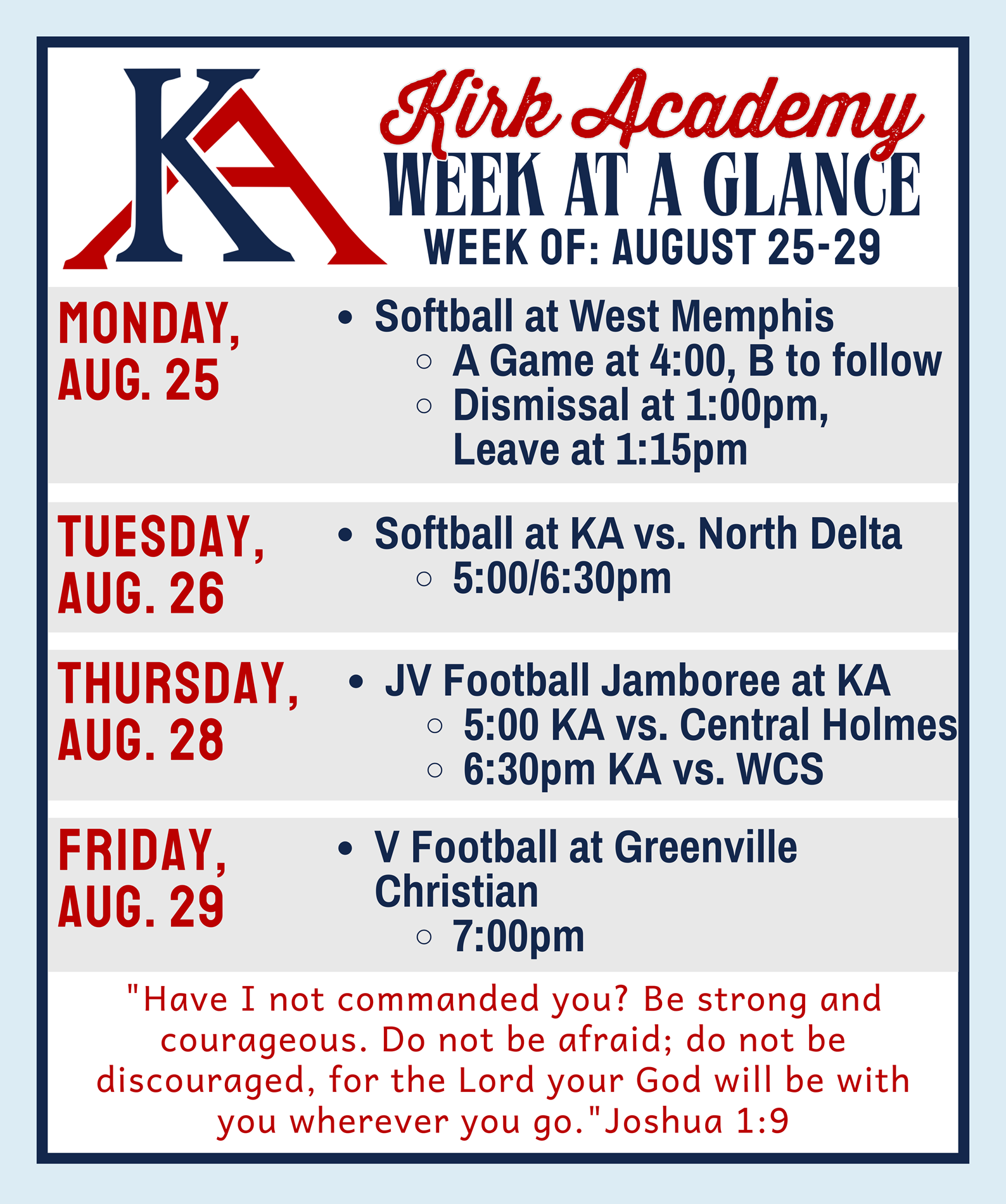 week at a glance