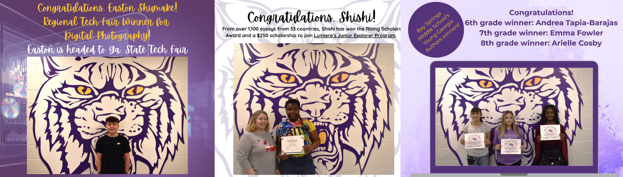 Young Ga. Author winners., Easton won Regional Tech Fair, Shishi writing award