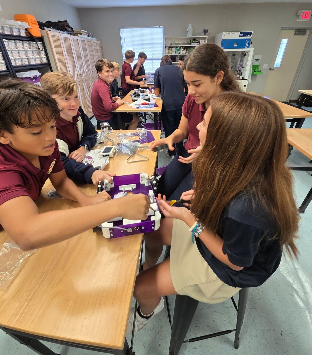 lower school students working on project