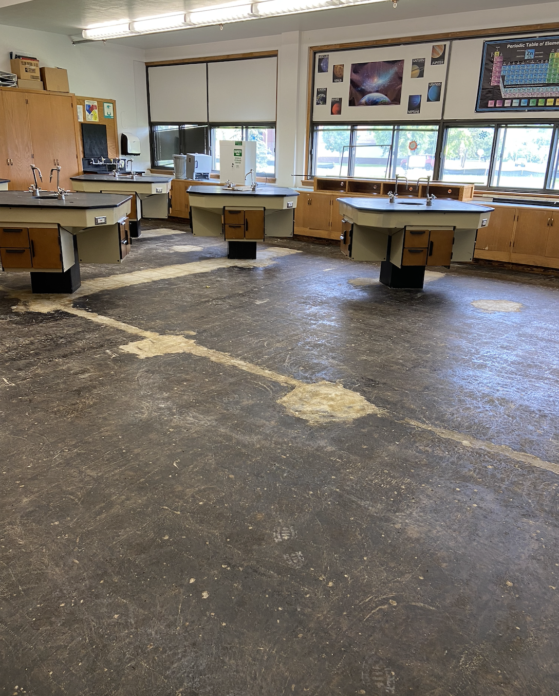 High School Science room floor removed