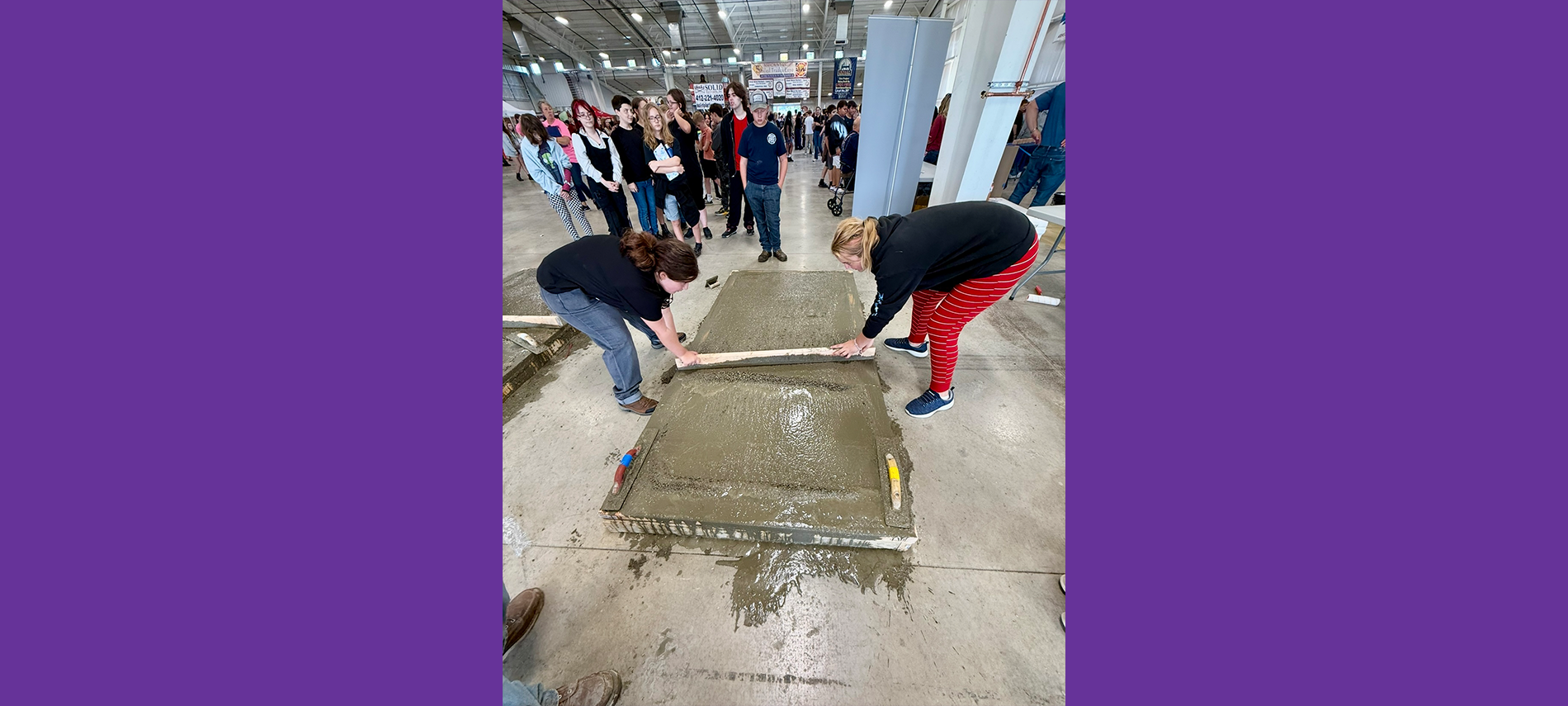 Mahoning Valey Skilled Trades Expo - Students leveling cement