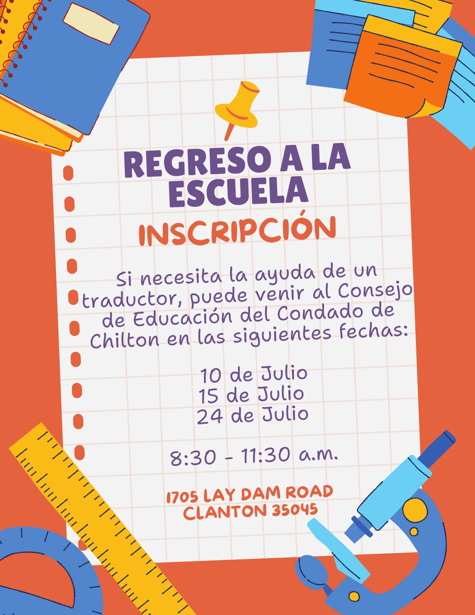 Registration flyer in Spanish