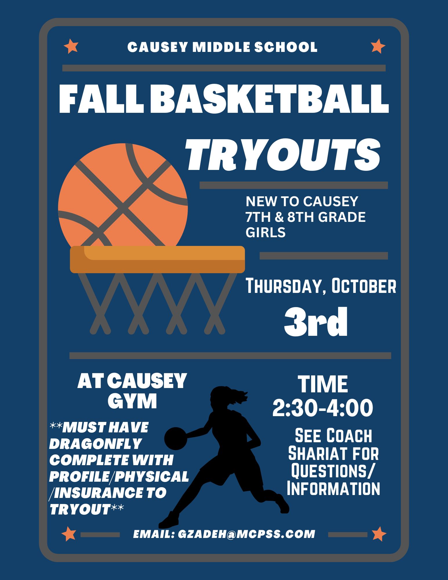 Girls Basketball Tryout Flyer