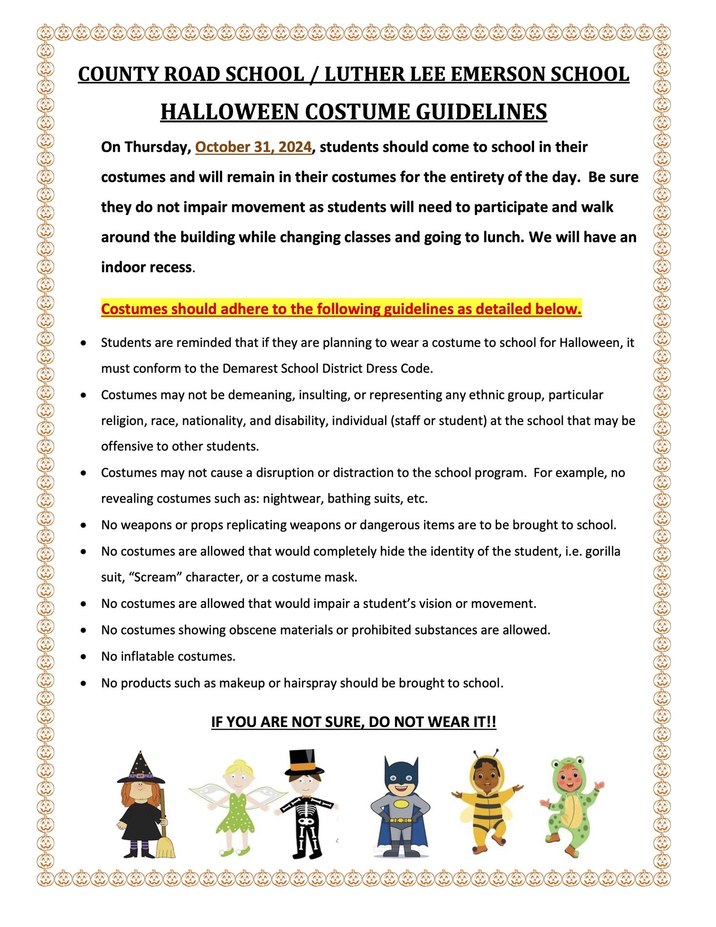 Costume Guidelines for Students