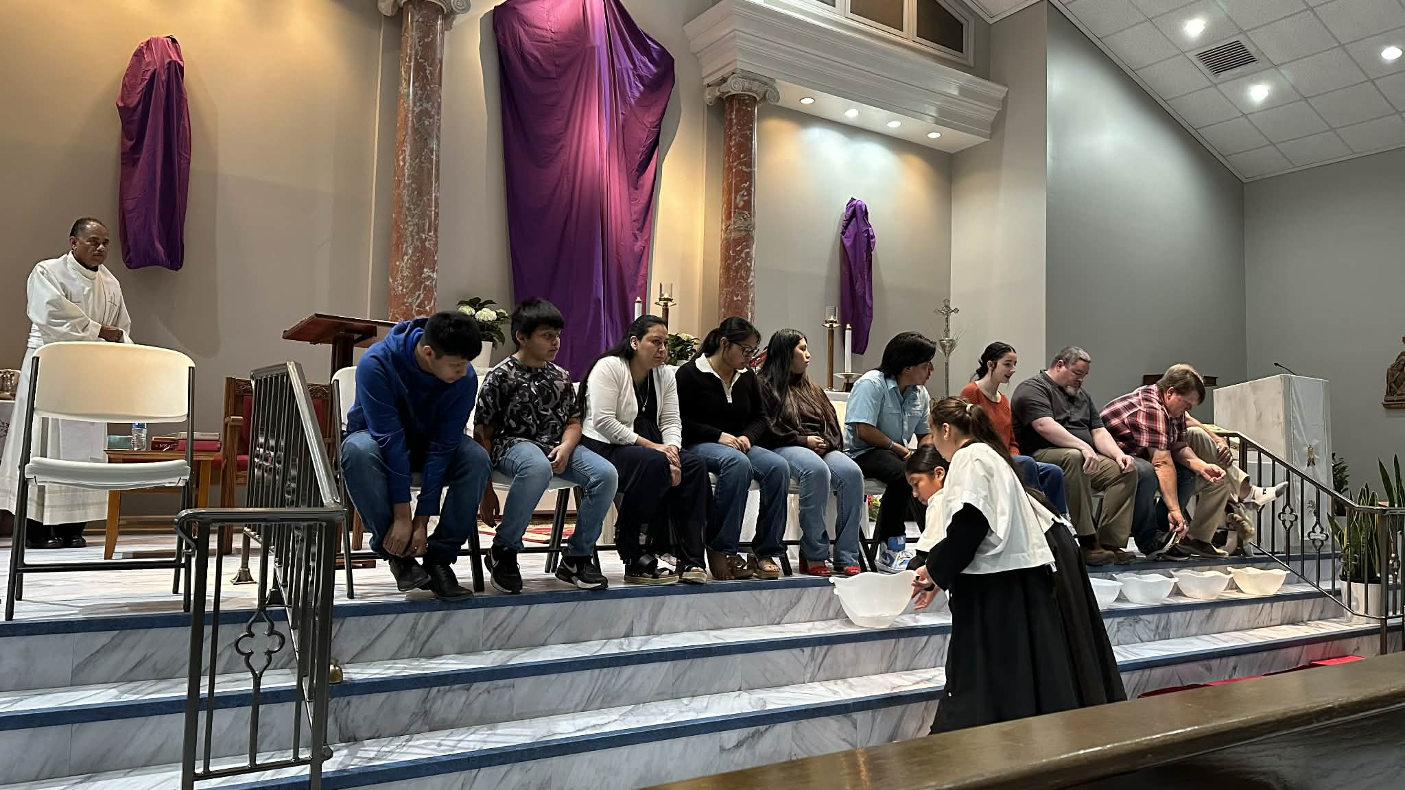 Preparing for foot washing