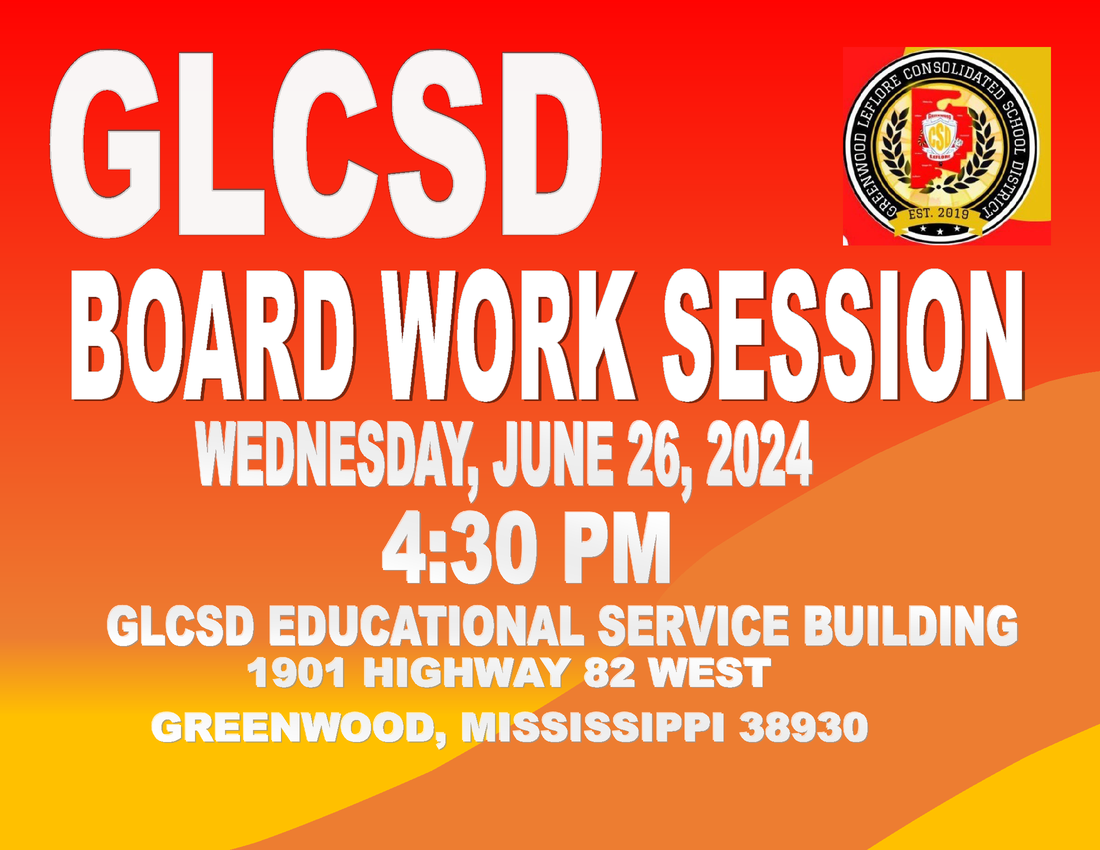 Board Work Session will be held June 26, 2024 at 4:30pm