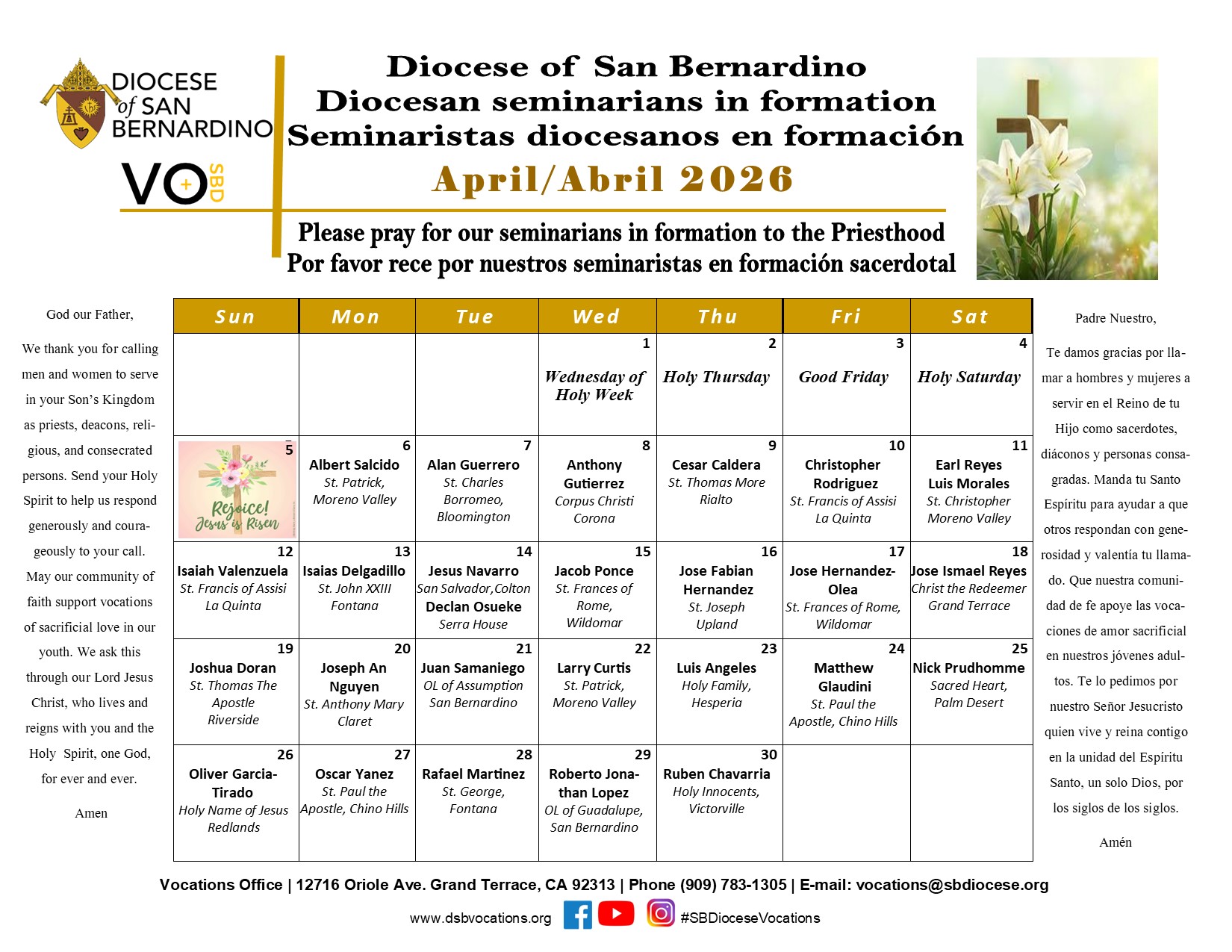 Vocations Calendar