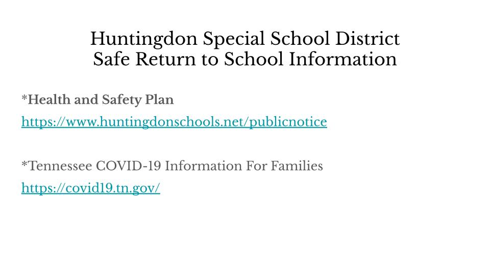 HSSD Safe Return to School Information