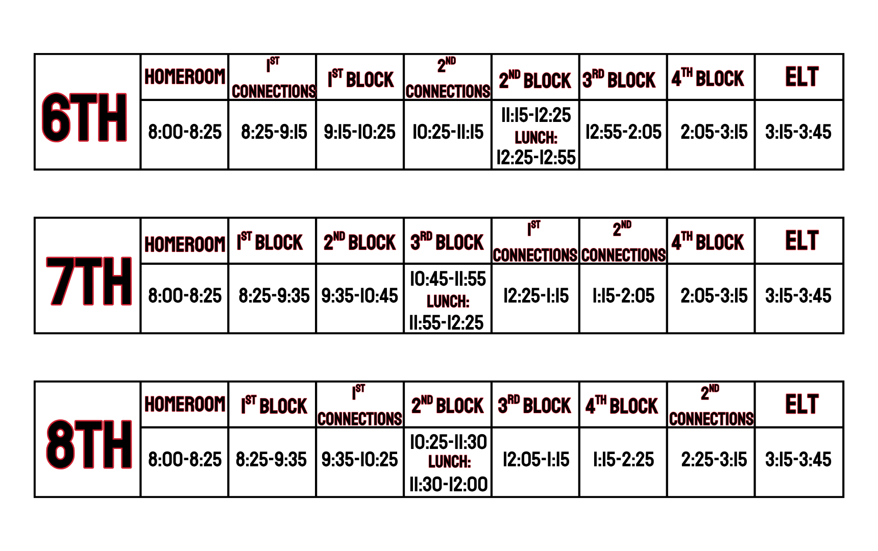 2025-2026 Bell Schedule 