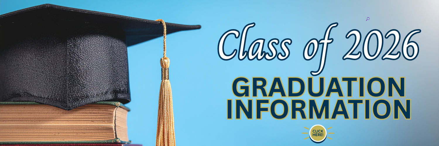 Graduation Cap and Tassel with Title Class of 2026 Graduation Information
