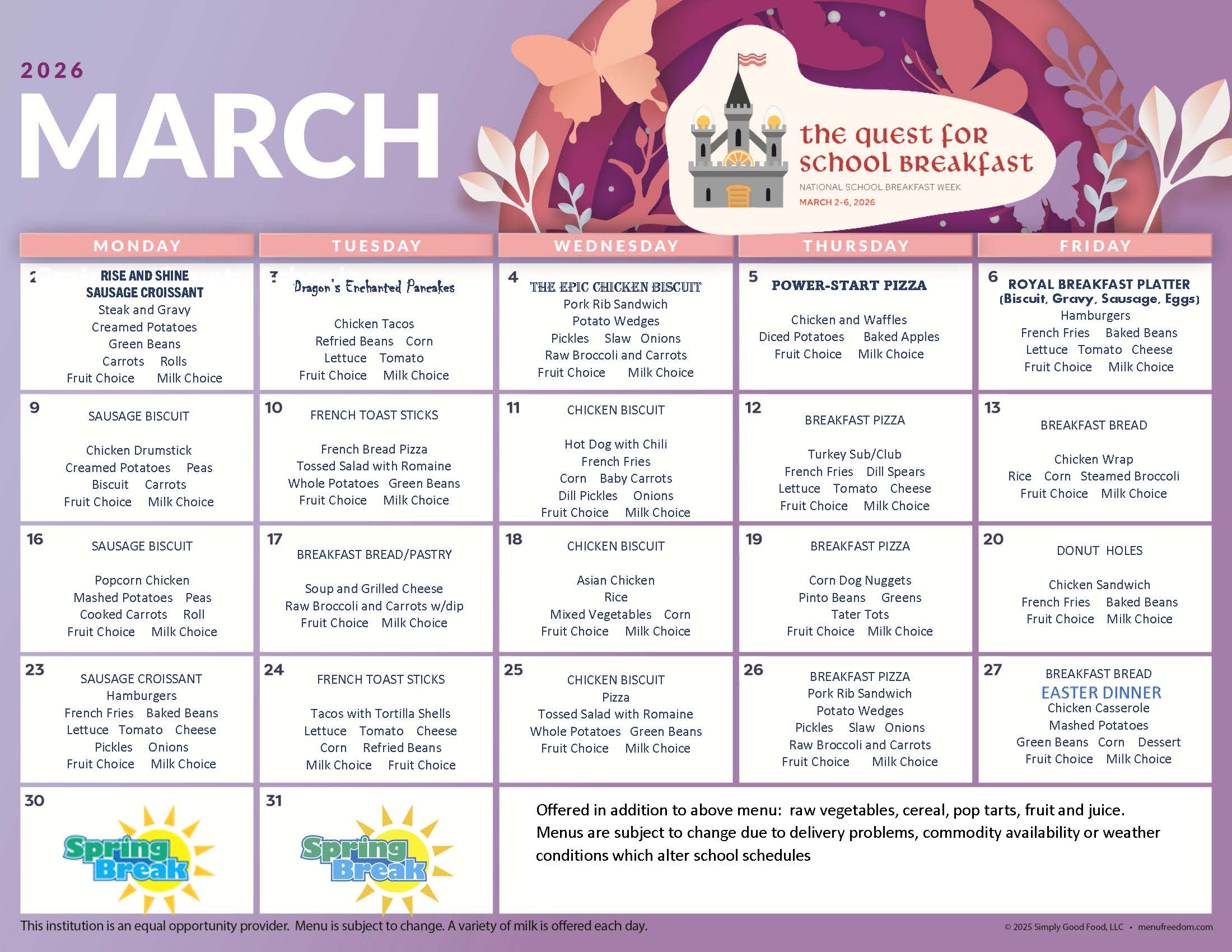 March Menu March Menu