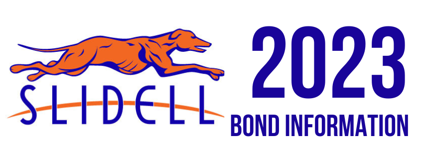 Slidell greyhound logo with blue font 