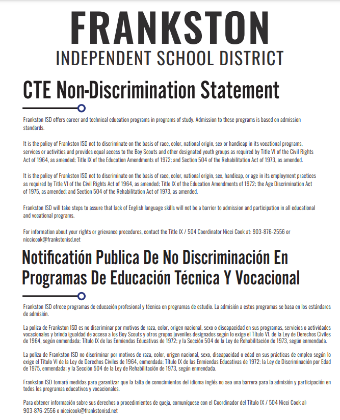 CTE Non-Discrimination Statement