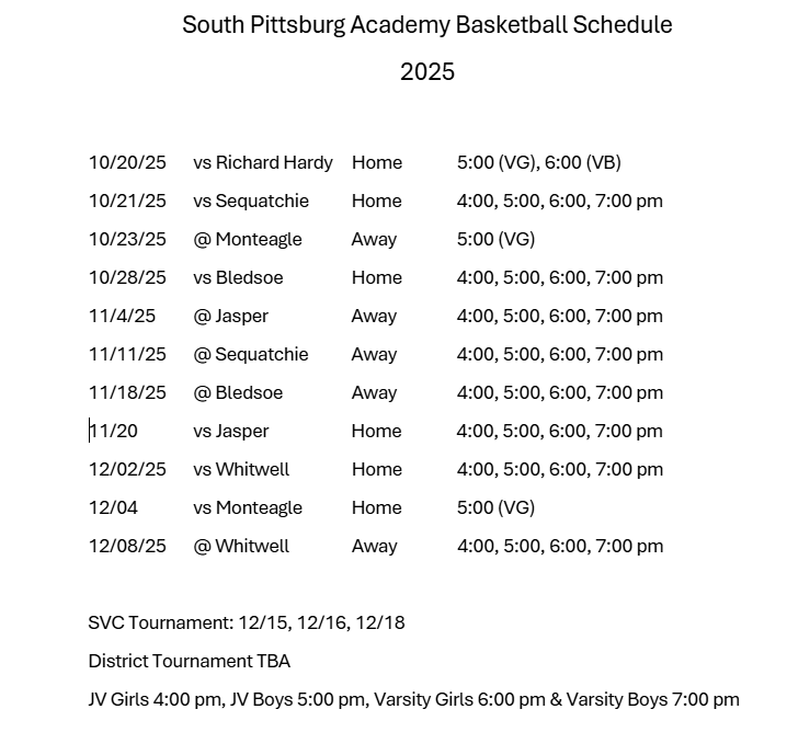 spa basketball schedule