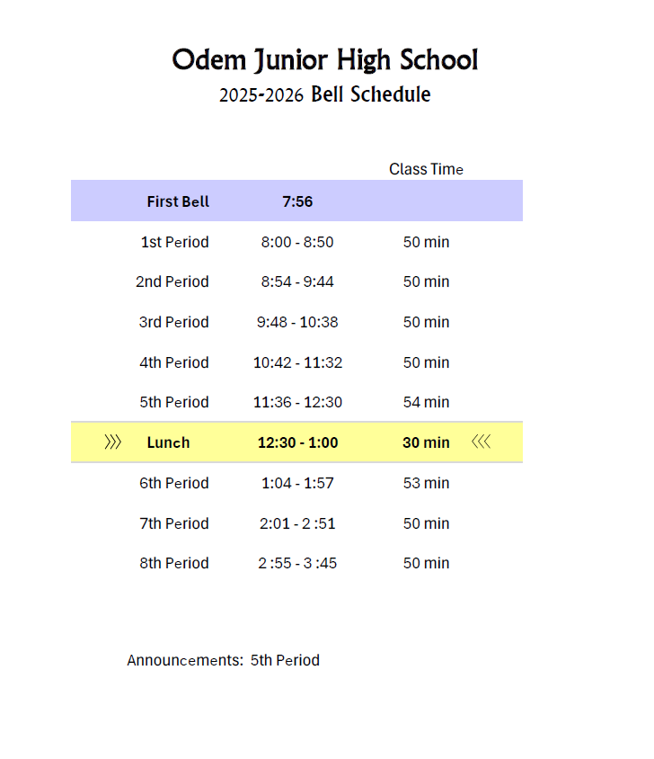 Regular Bell Schedule 