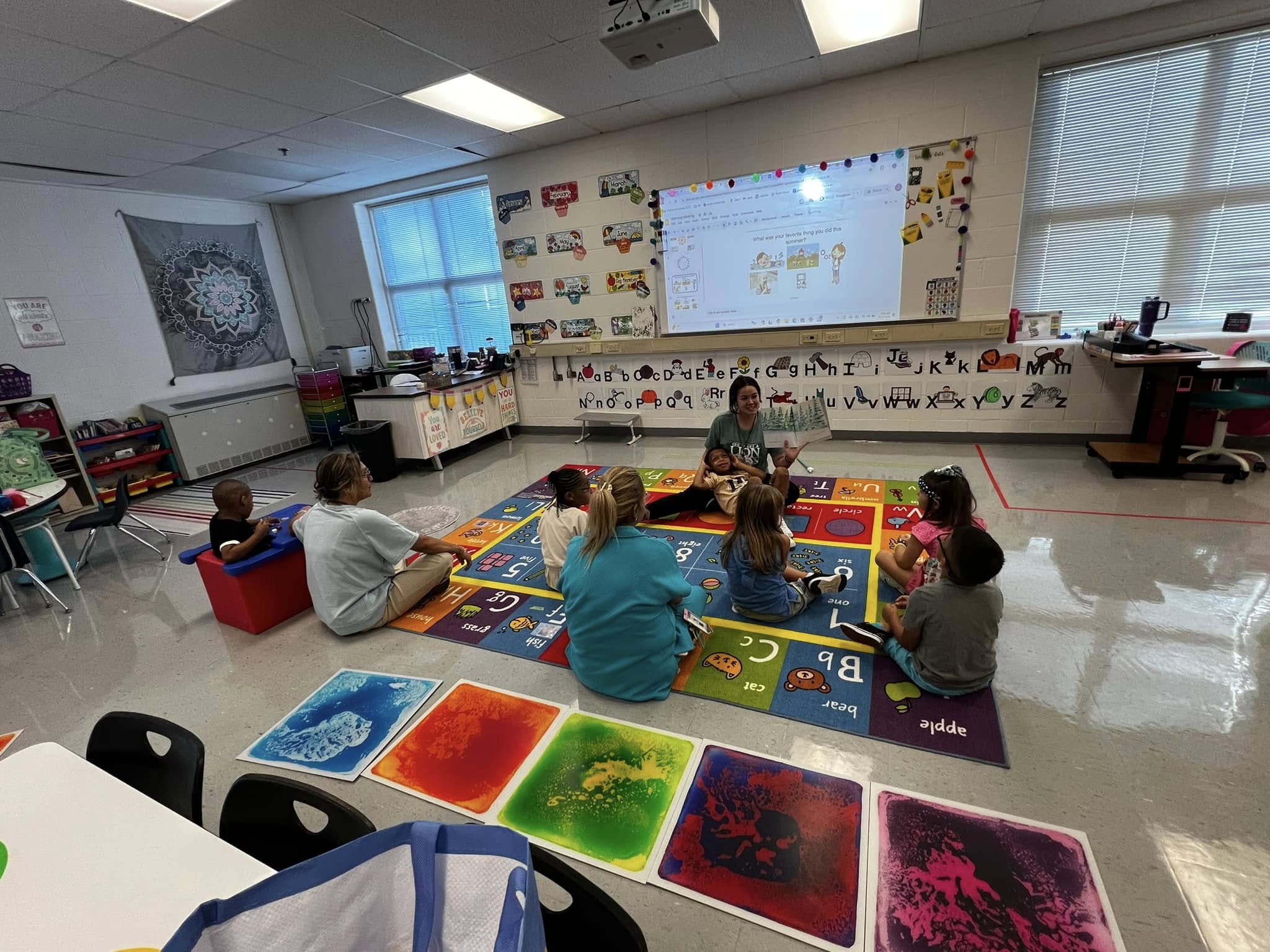 Class reading a book