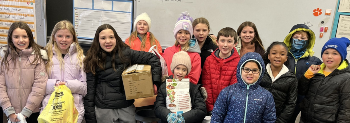 BES Students bring items for an animal shelter