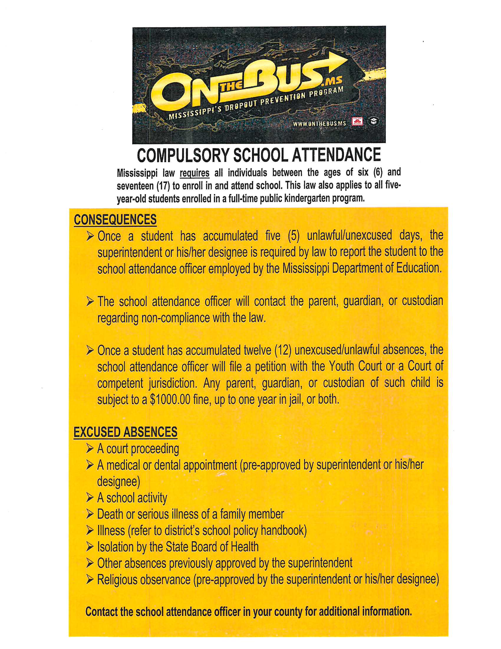 Gold flyer about school