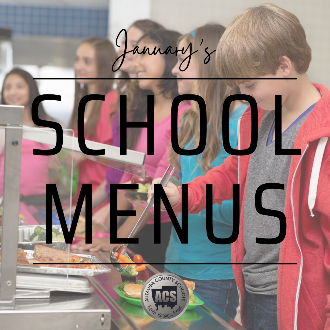 School Menu Graphic for January 2026
