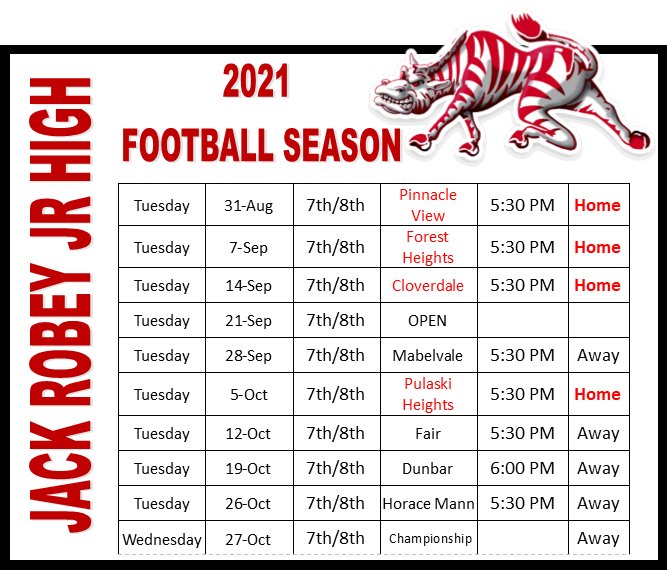 JRJH Football Schedule