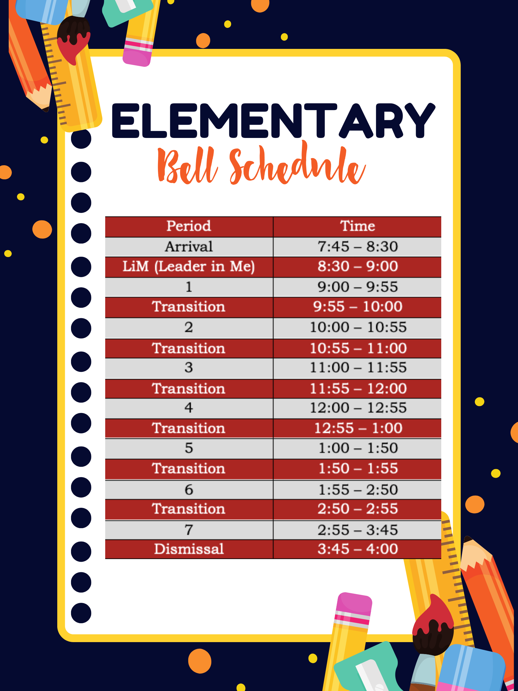 Elementary Bell Schedule