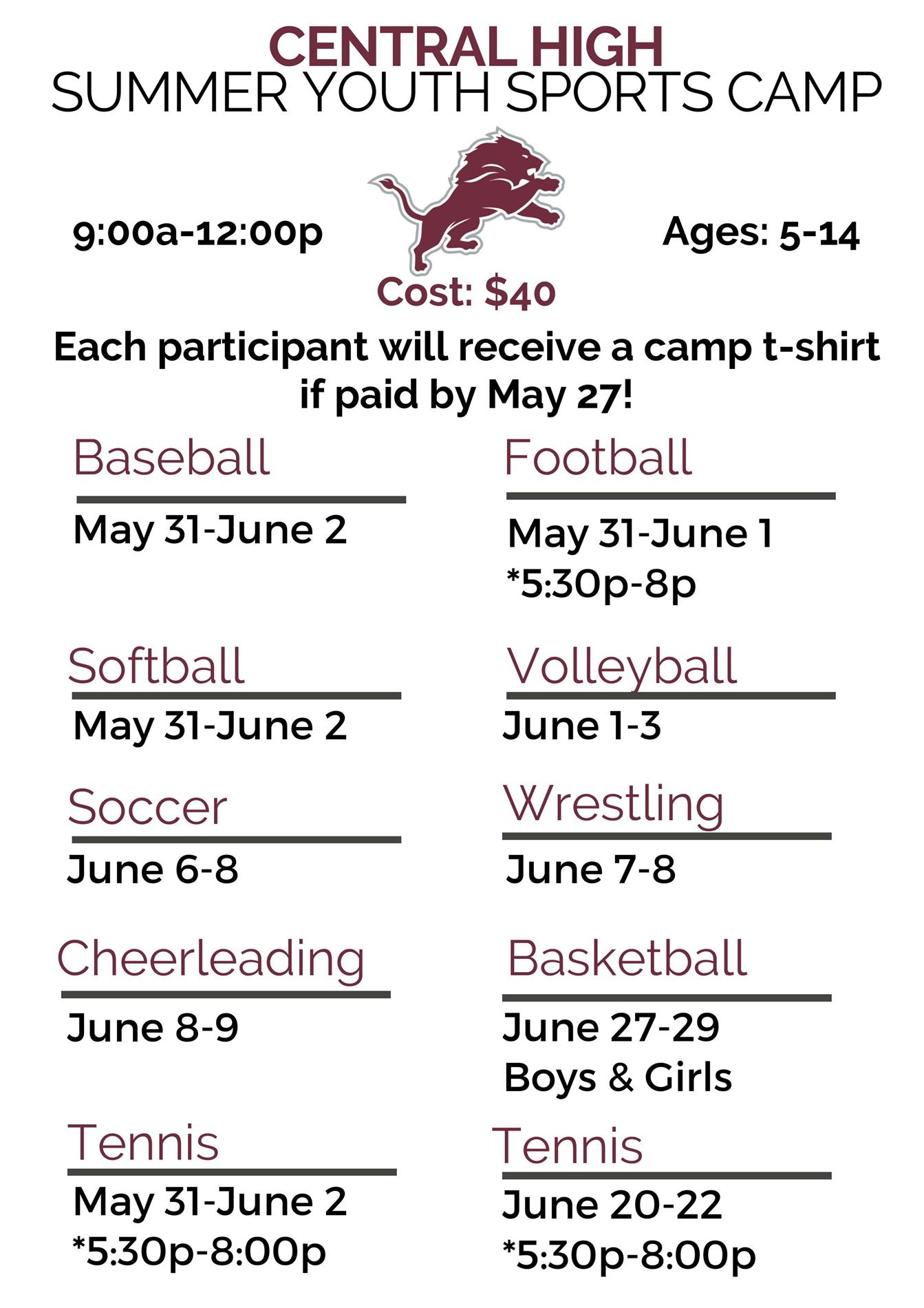 summer sports camps at CHS