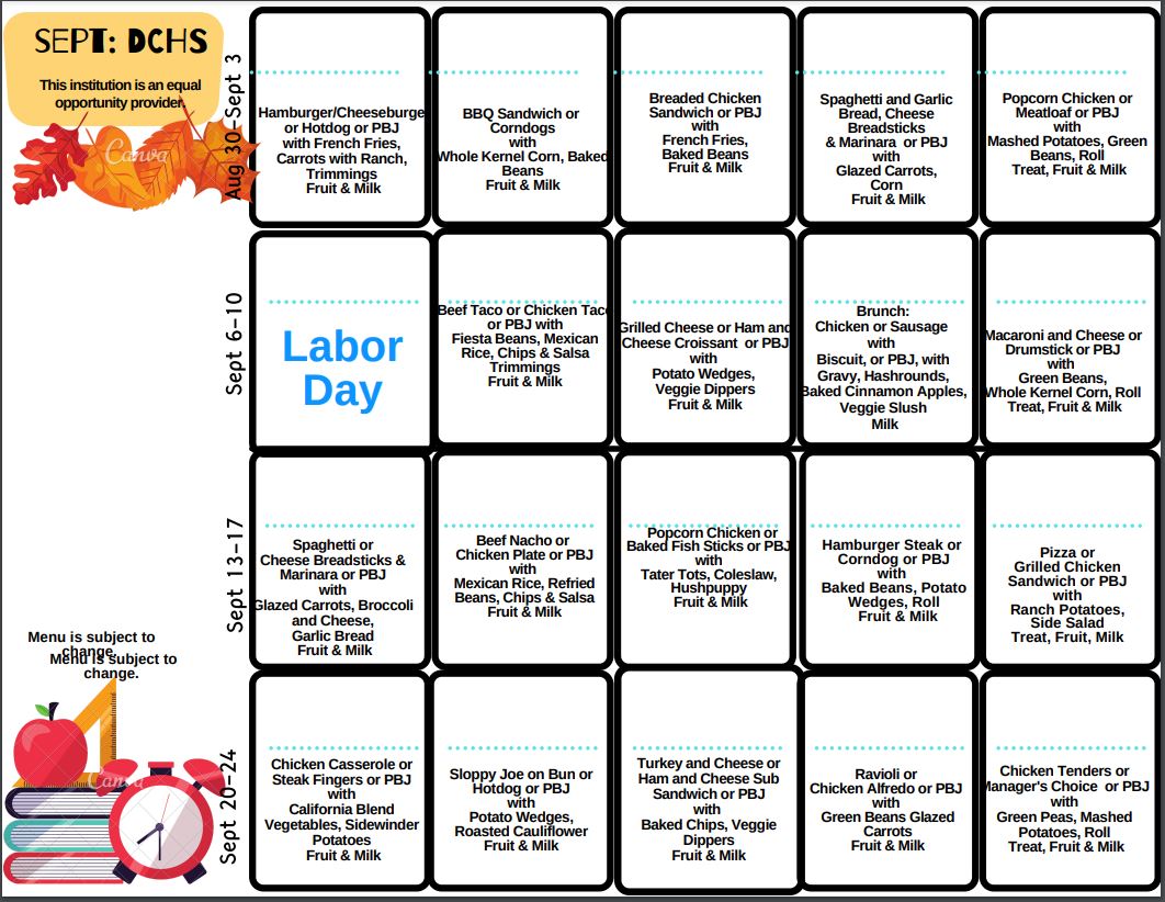 September Lunch Menu September Lunch Menu