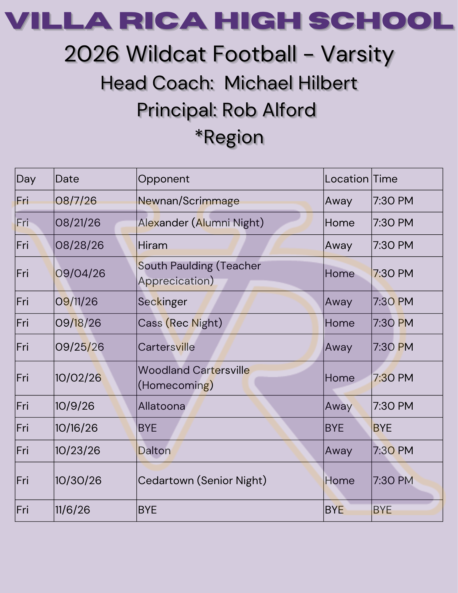 schedule schedule