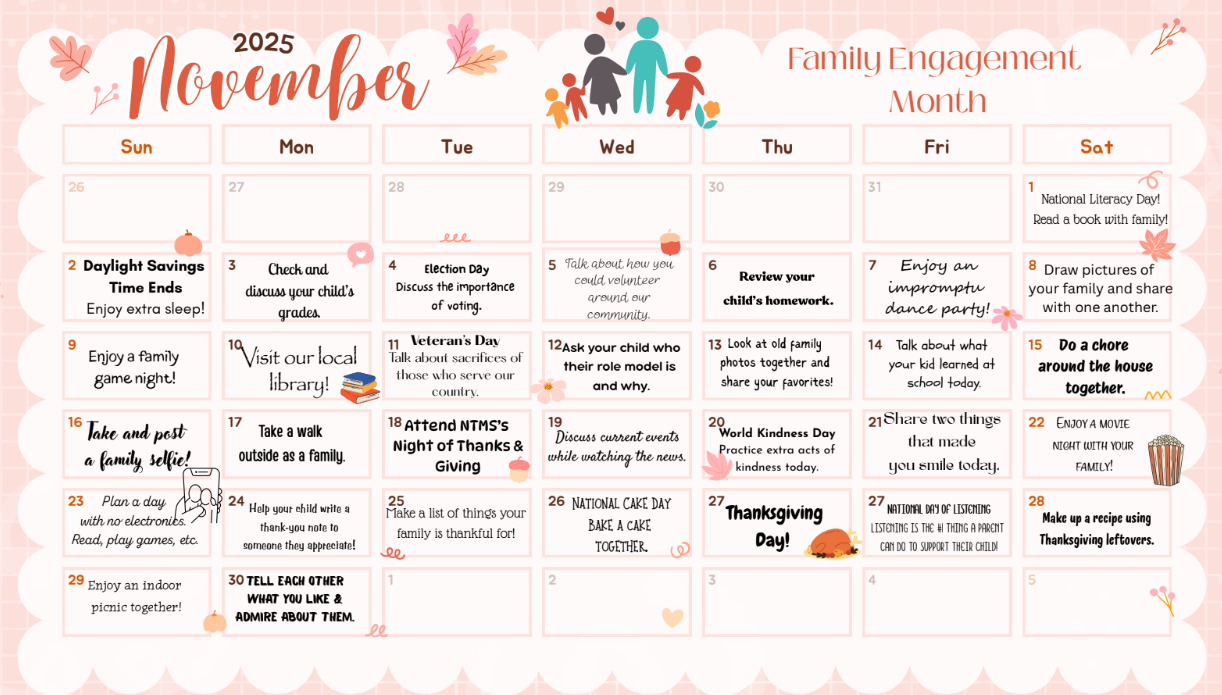 Family Engagement Calendar - English Version