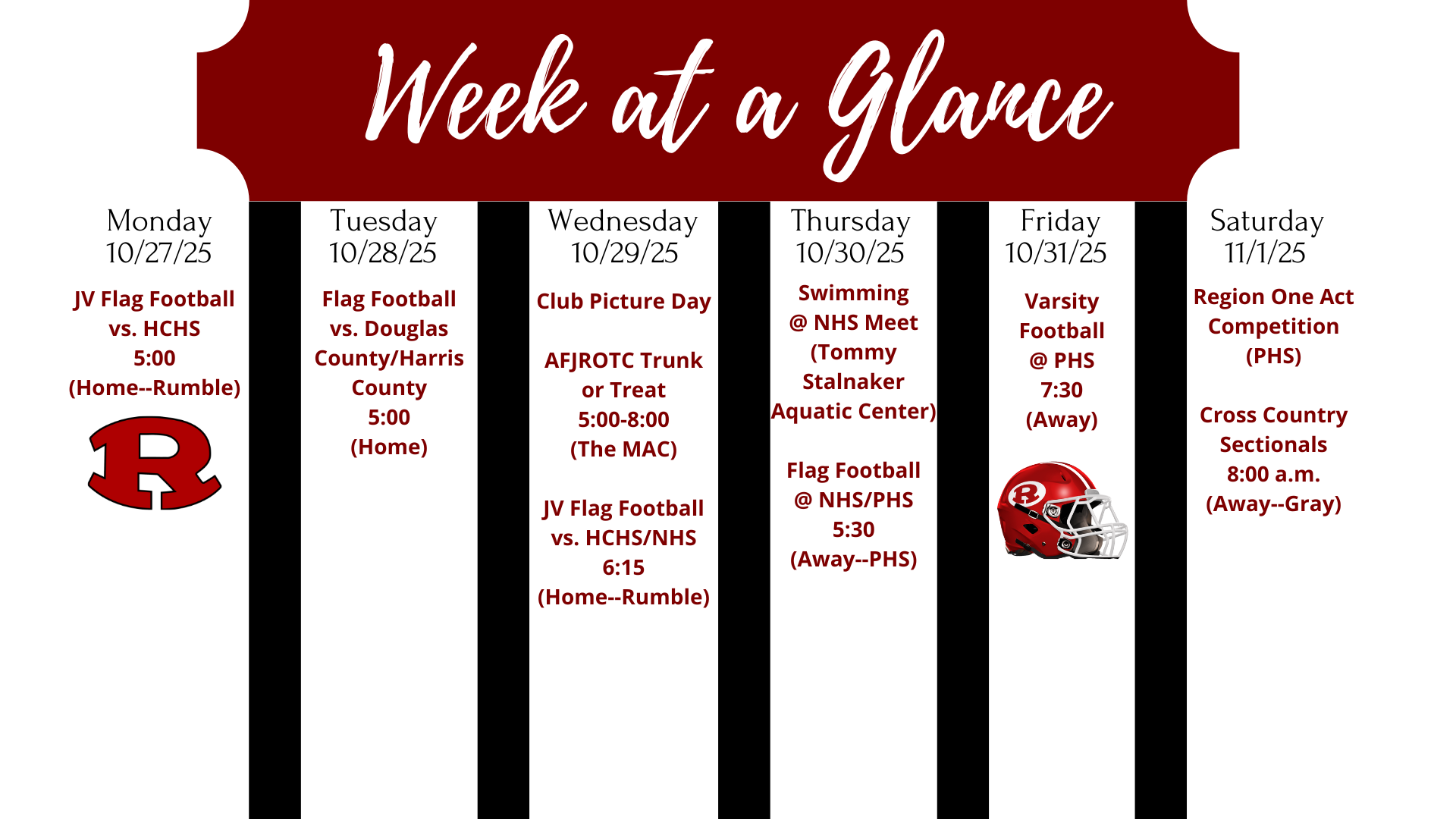Week at a Glance Oct. 27-Nov.1