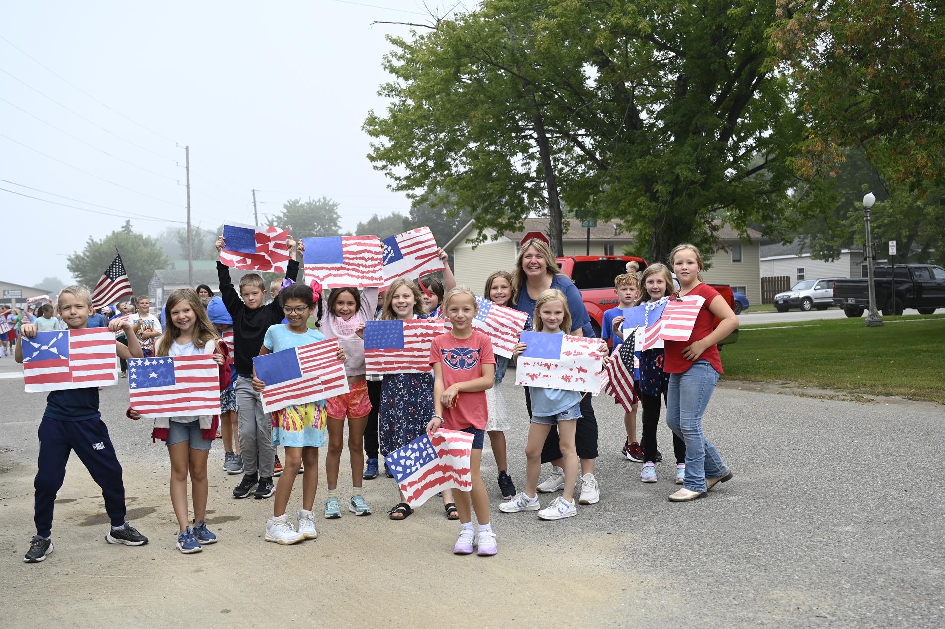 Students with flags