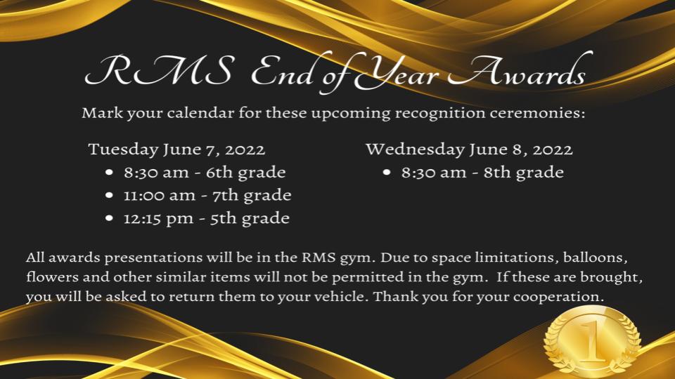 End of year awards info.