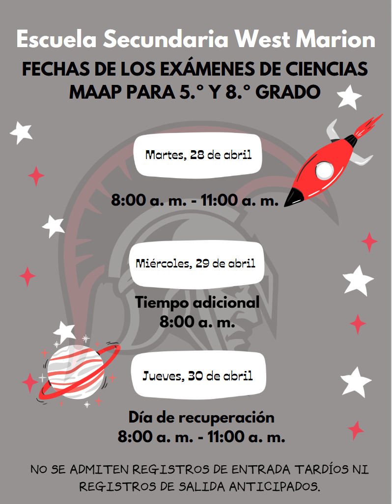 Fechas de las pruebas de Ciencias MAAP