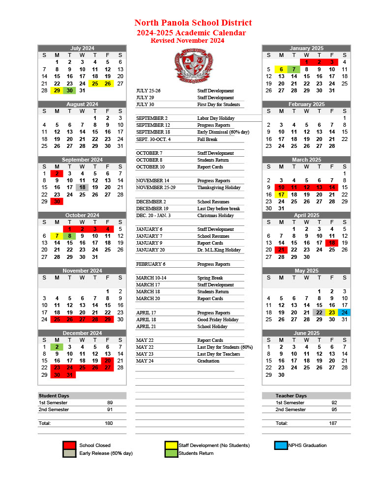 2024 - 2025 Calendar Revised