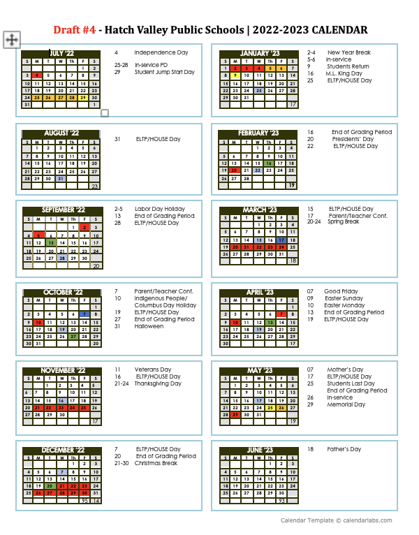 mini calendar draft
