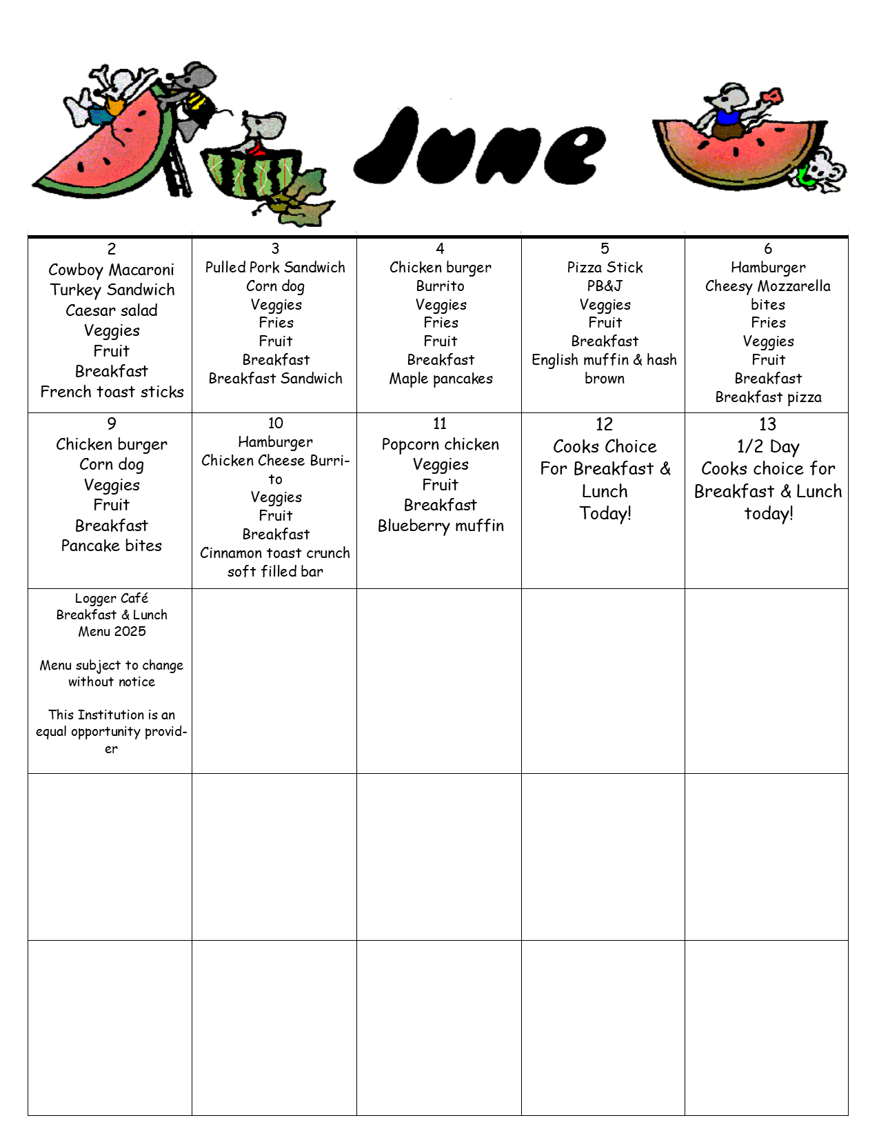 Lunch Menu Lunch Menu