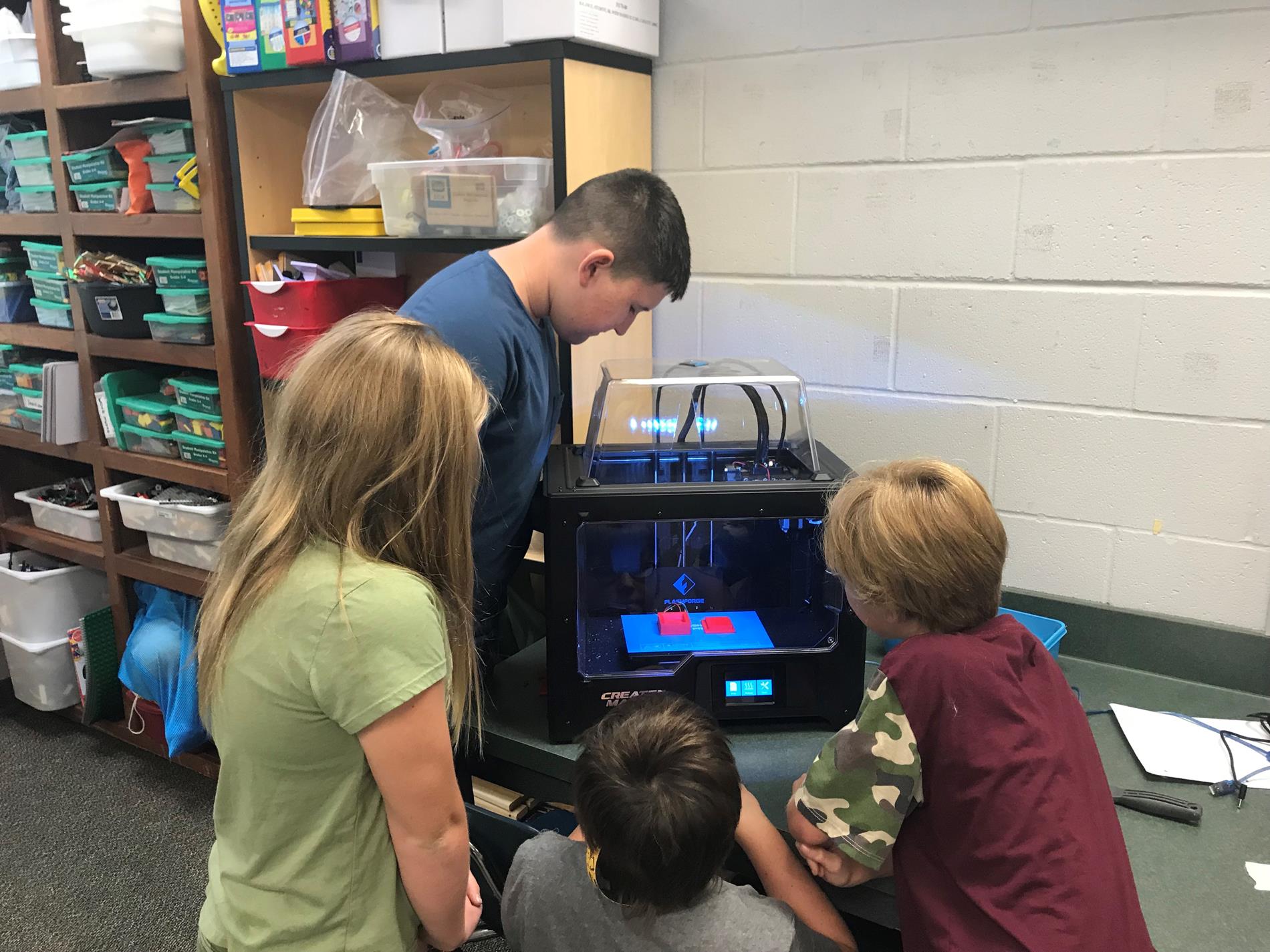 Students using printer