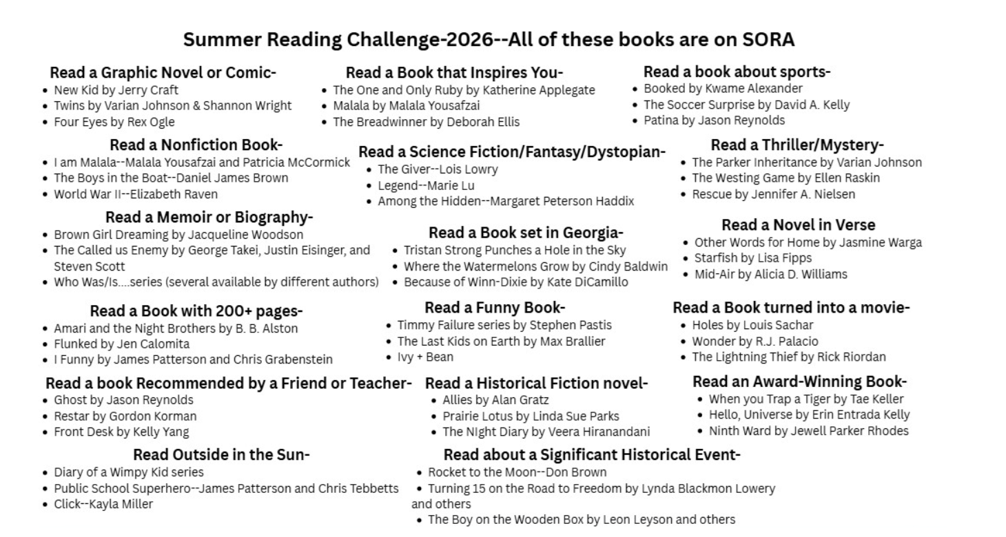 Summer Reading Challenge Books