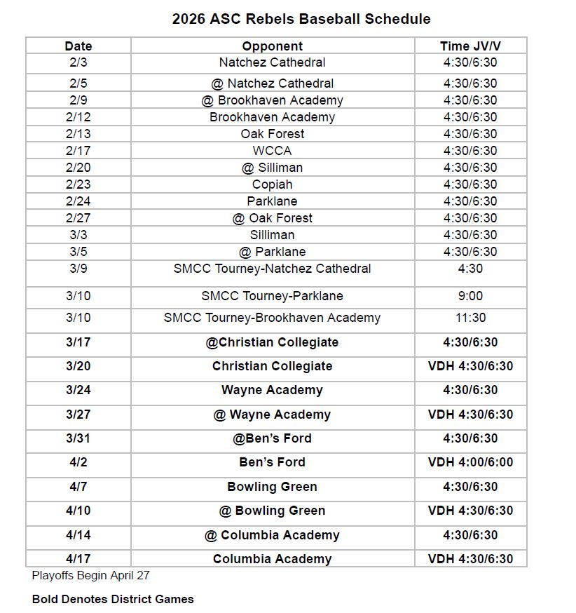 Baseball Schedule