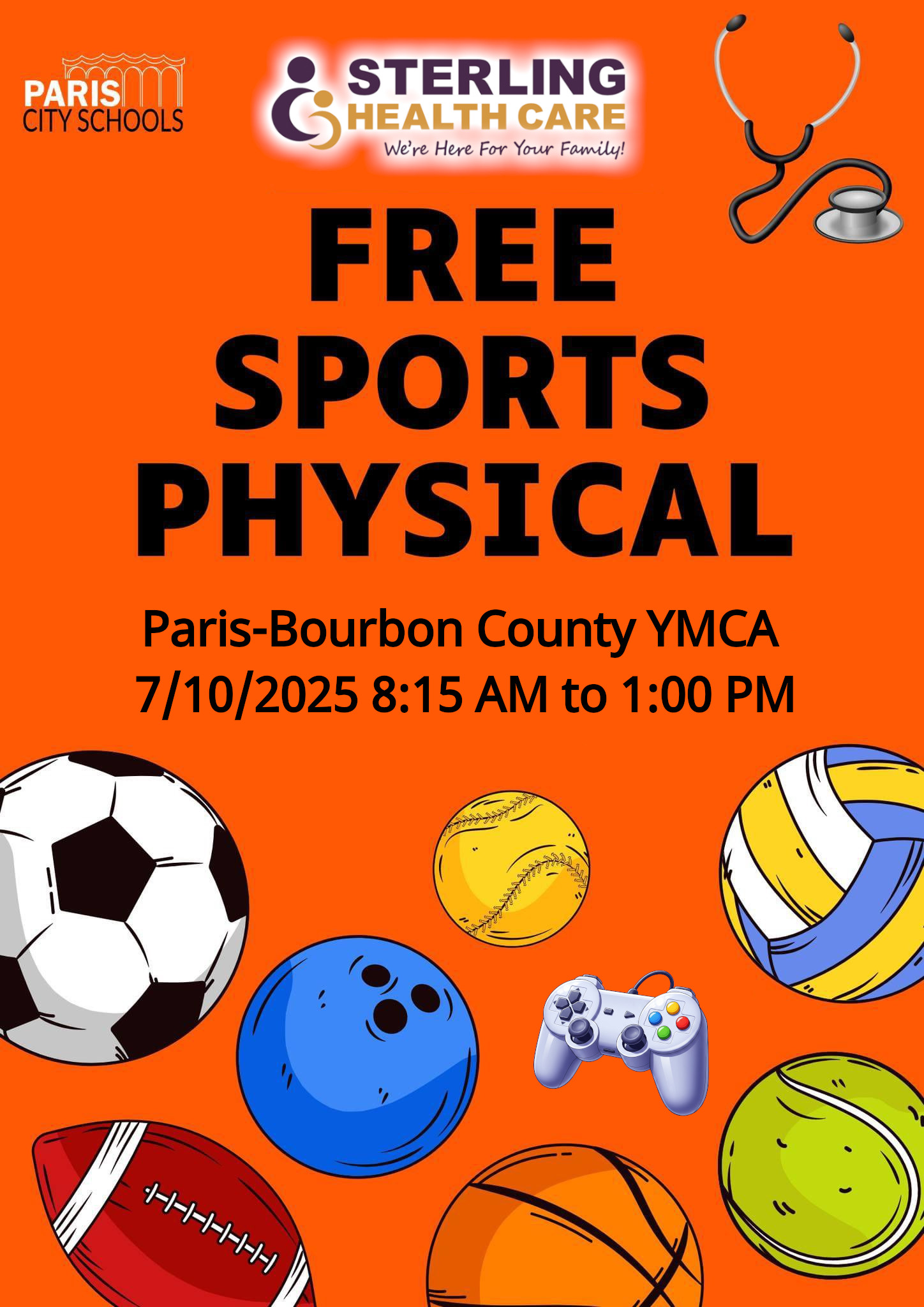Free Sports Physical YMCA 7-10-2025 8:15AM to 1PM ET