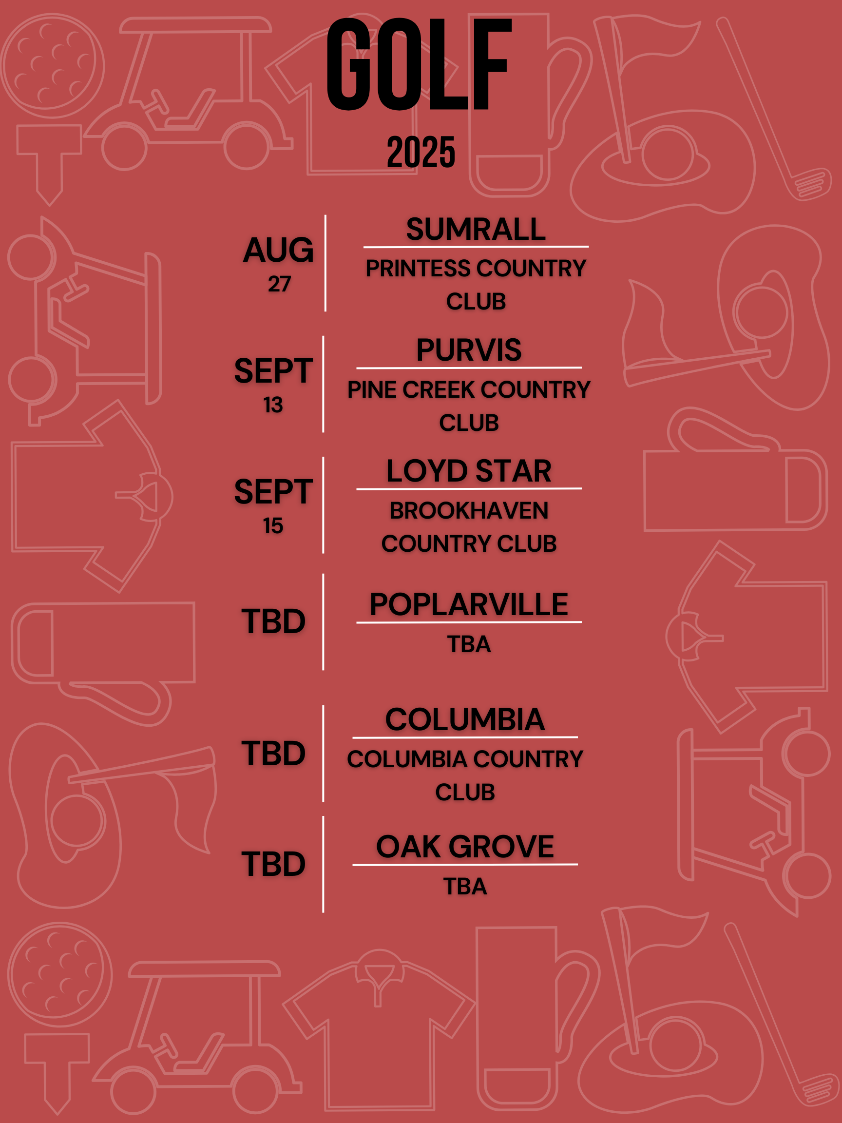 Golf Schedule 