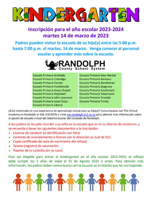 Kindergarten Registration Information 2023-24 (Spanish)