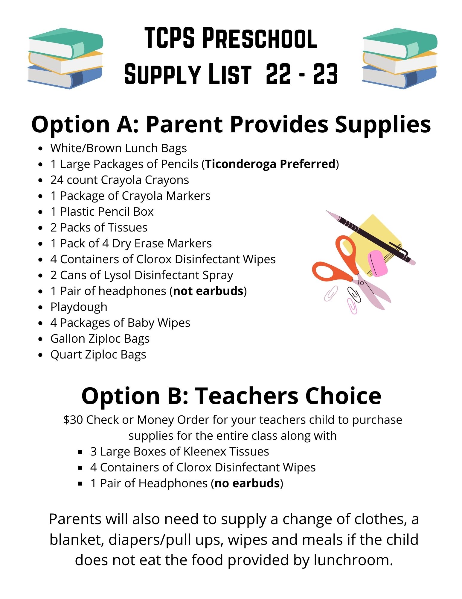 Kindergarten School Supplies List 2022