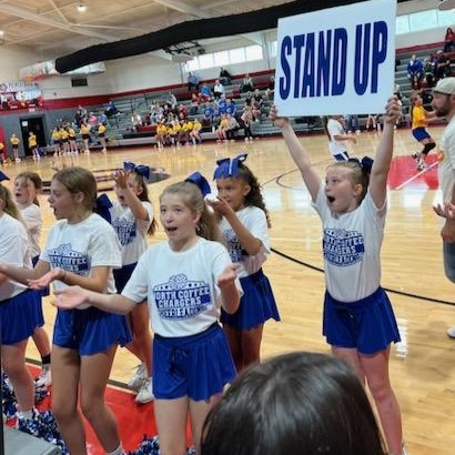 Cheerleaders leading the crowd