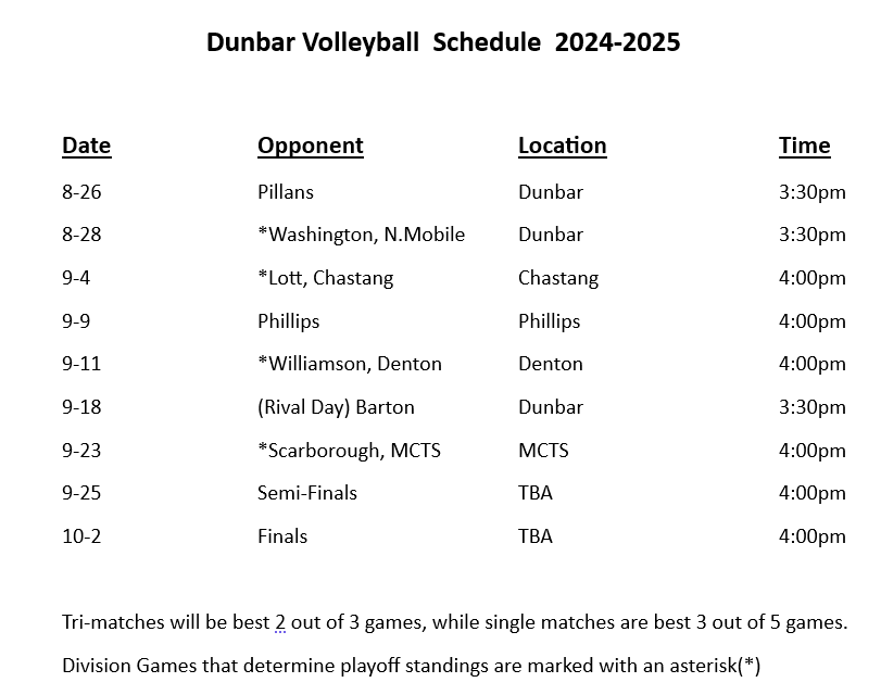 volleyball schedule