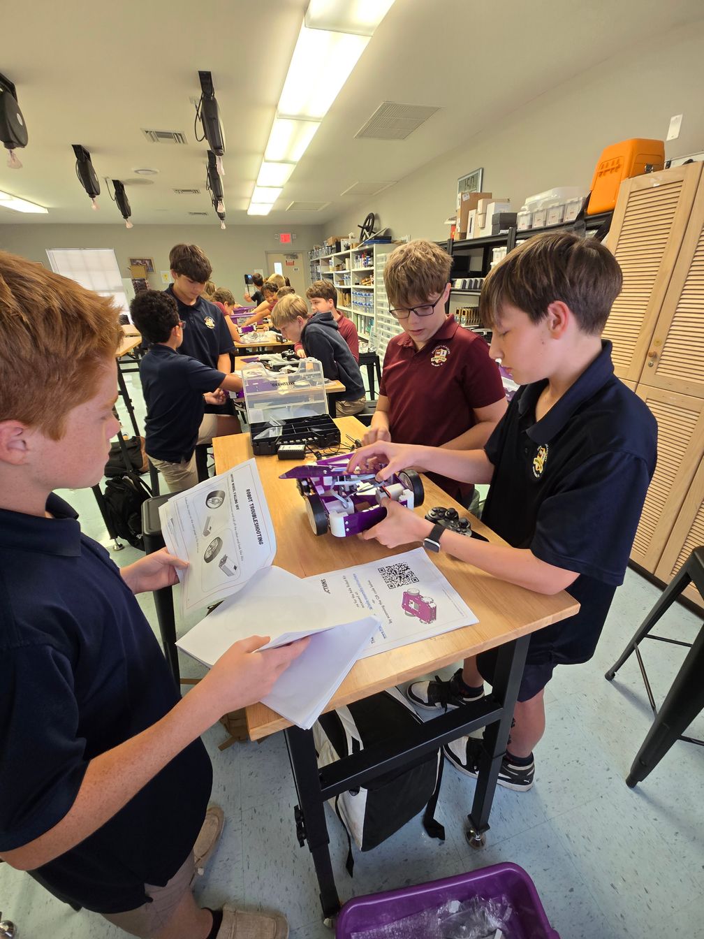Lower school students building RC car