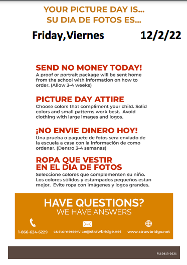 Spanish version of picture day information