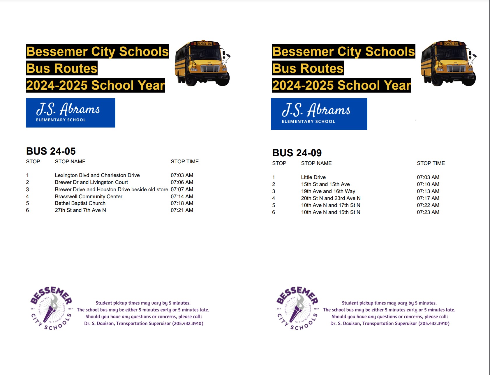 Abrams Elementary bus routes